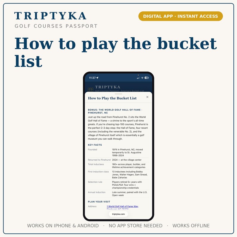 Golf Courses App — Digital Bucket List Tracker for Your Phone | Track 24 bucket-list courses | Instant Access + Unlock Code image 3