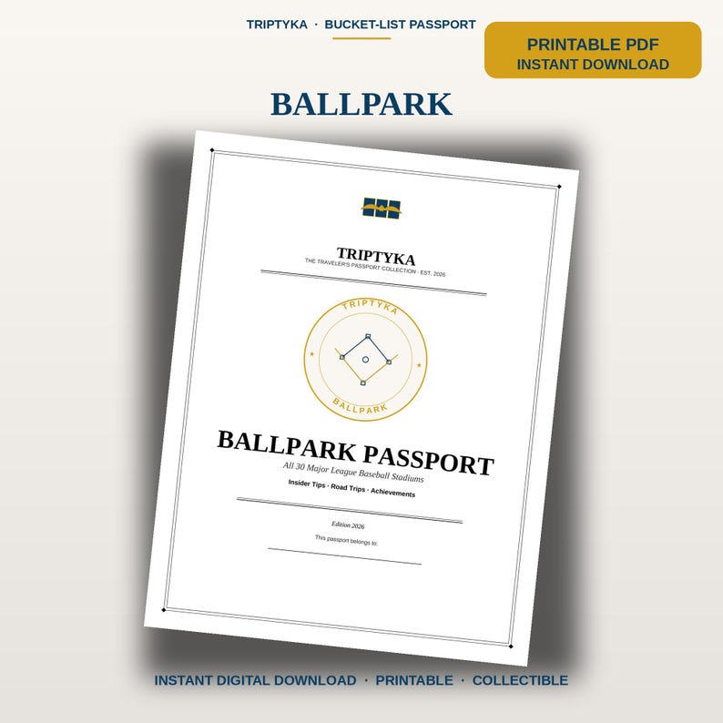 Pacchetto Passaporto della Lista dei Desideri / 5 Tracker PDF stampabili — Stadi di baseball, Percorso del Bourbon, Fari, Frank Lloyd Wright e Ristoranti di lusso immagine 2