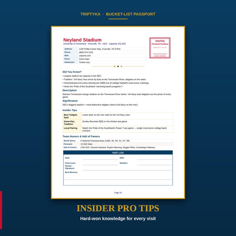 College-Football-Stadien-Reisepass-Wunschliste · Geschenk für Football-Fans · Checkliste für amerikanische Stadien · Sofortiger Download als druckbare PDF-Datei Bild 4