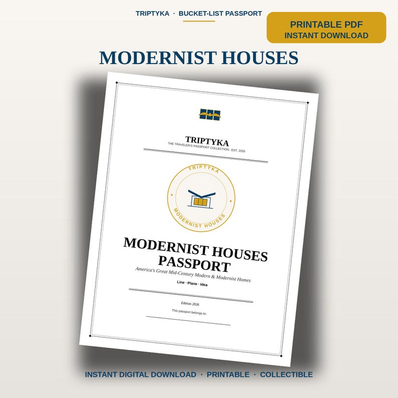 Modernistische Häuser: Eine Liste der Top-Adressen · Geschenk für Reise- und Architekturbegeisterte · Checkliste für Häuser · Sofortiger Download als druckbare PDF-Datei Bild 10