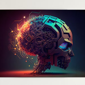 Cyber Brain Digital Art Print Wall Art AI Generated AI Art Digital Download Home Decor Printable