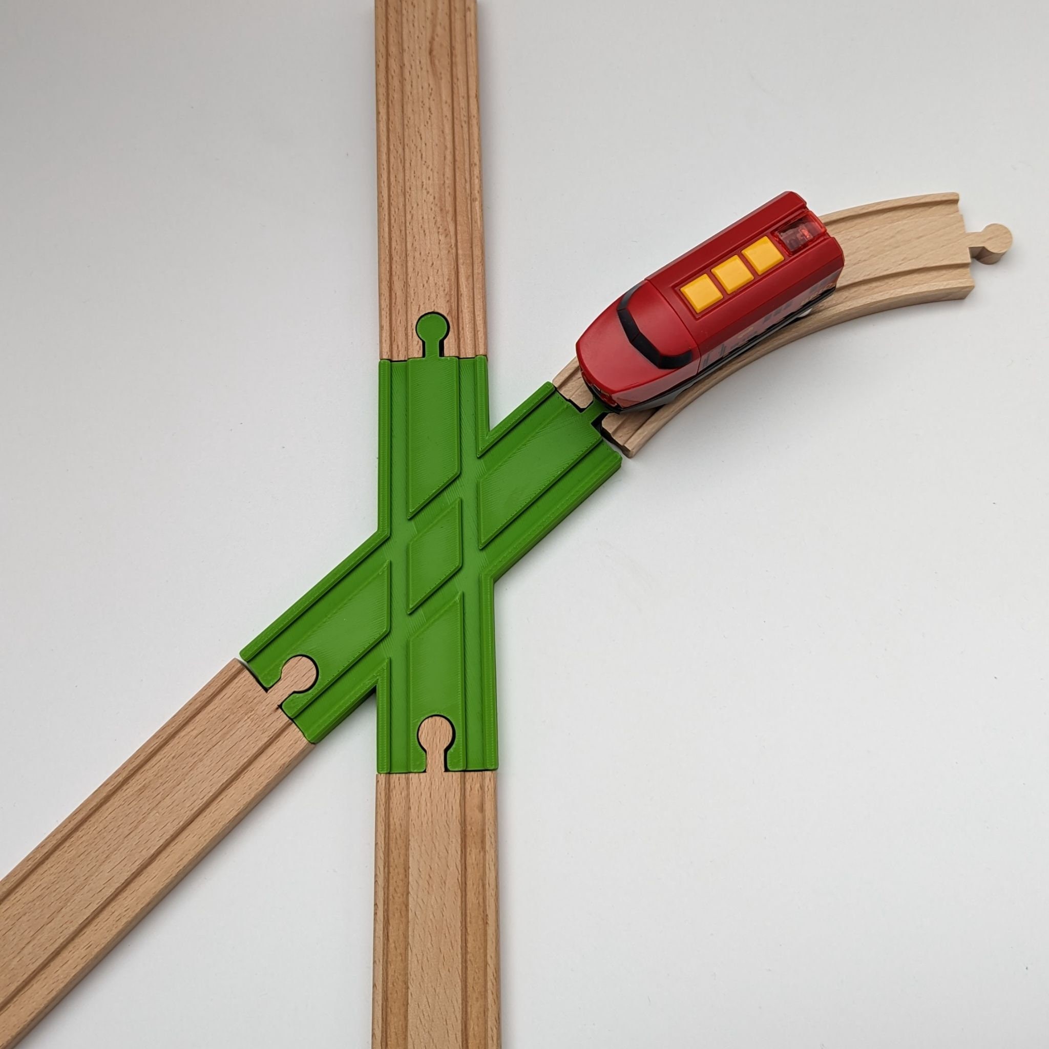 Cruce De Vías Para Tren De Madera – Compatible Con BRIO, Thomas, IKEA Y Más – Pieza De Repuesto Y Ampliación