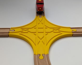 Intersección de vías de tren de 4 vías: compatible con Brio, Lillabo y Playtive