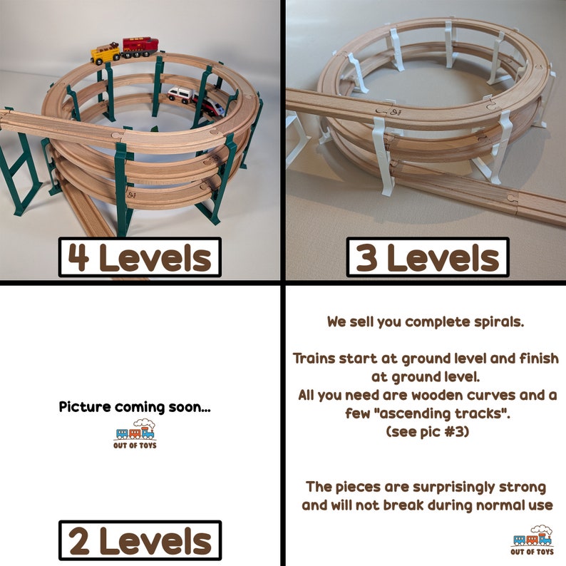 Spiral Mountain Thin Train Track for Brio extension / Lillabo / Playtive / Hape / Duplo / Imaginarium / Thomas / Melissa & Doug 画像 9