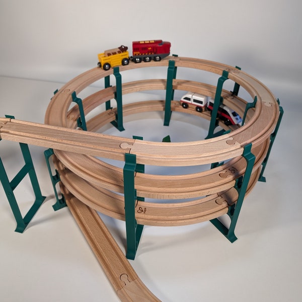 Spiraal berg dun | Treinrails voor Brio uitbreiding / Lillabo / Playtive / Hape / Duplo / Imaginarium / Thomas / Melissa & Doug