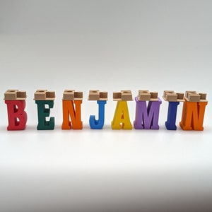 Puente de madera personalizado con letras y nombres para tren, extensión para Brio, Lillabo, Playtive, Hape, Duplo, Imaginarium, Thomas, Melissa&Doug