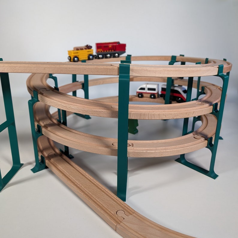 Spiral Mountain Thin Train Track for Brio extension / Lillabo / Playtive / Hape / Duplo / Imaginarium / Thomas / Melissa & Doug image 2