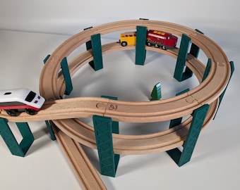 Spiral Mountain Thick 10pcs | Train Track for Brio extension / Lillabo / Playtive / Hape / Duplo / Imaginarium / Thomas / Melissa & Doug