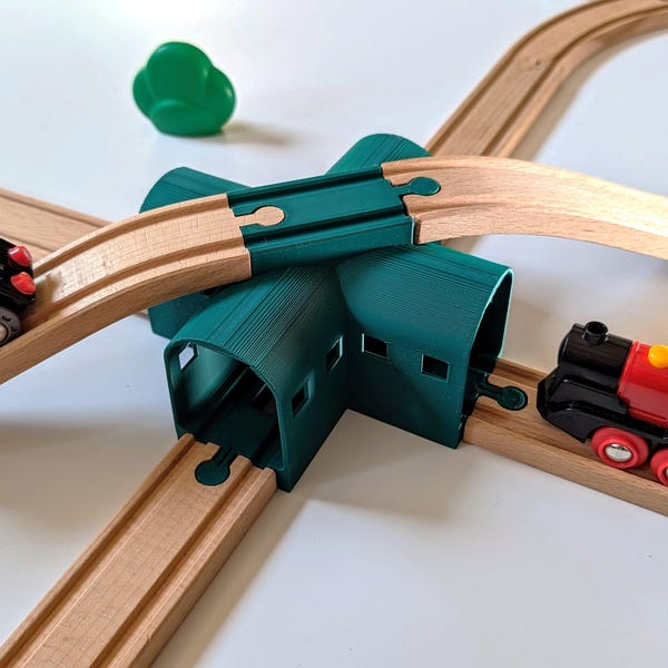 Modular Train Track Tunnel Junction with Overpass: Brio Compatible