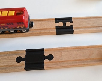 Set of 4 Double Female & Male Wooden Train Track Brio extension / Lillabo / Playtive / Hape / Duplo / Imaginarium / Thomas / Melissa Doug