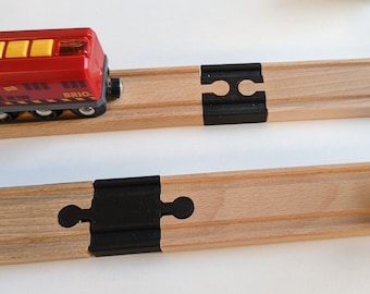 Houten treinrailadapter: mannelijke/vrouwelijke connectorset