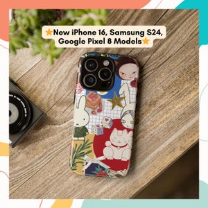 Yoshimoto Nara, Miffy Collage Phone Case, Kawaii Design, iPhone 16 Pro Max case, Google Pixel, Samsung Galaxy S24,S23,S22,S21