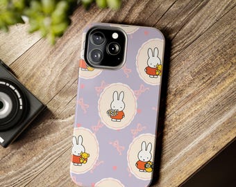 Miffy, Coquette Bow Pattern Phone Case, Aesthetic Cover iPhone 15 14 13 12 Pro Max, Samsung Galaxy S24 S23 S22 S21