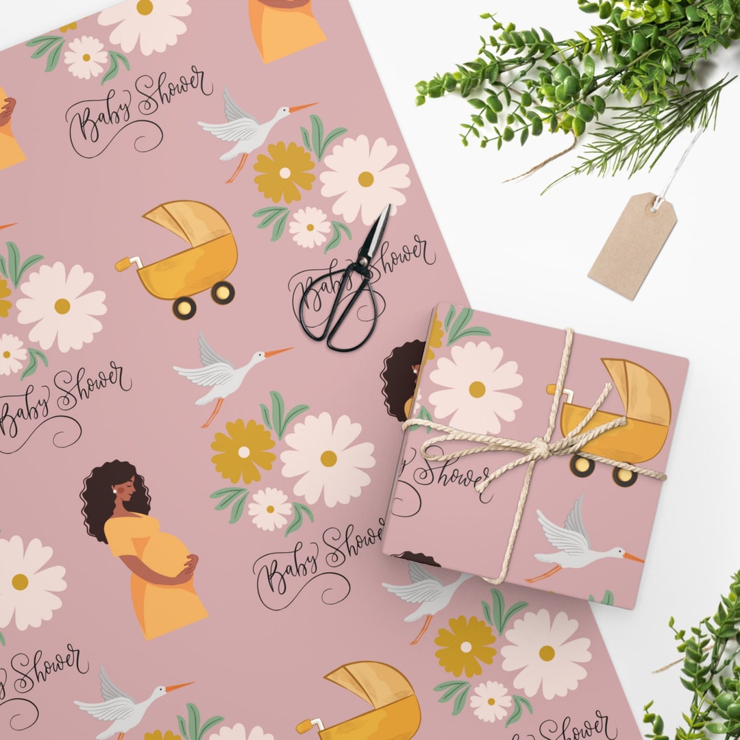 African American Gift Wrap Paper Baby Shower Black African American