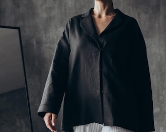 Minimalistische Leinenjacke für Frauen | 100% Leinenblazer | Ungefüttert Designer Kleidung - S-XL