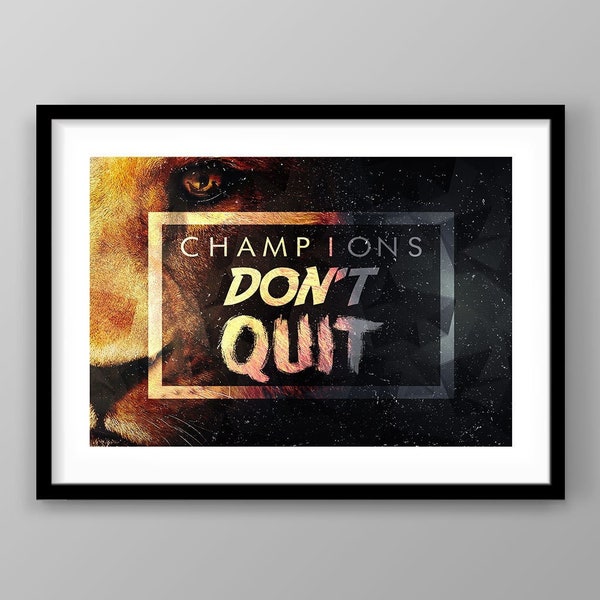 Motivational Printable Champion Wall Office Decor Modern Art Home Inspiration Decoration Motivation Hustle Entrepreneur Inspirational Pop