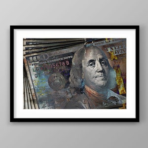 100 Dollar Bill Printable Wall Art Home Office Decor, Money Pop Art, Ben Franklin 100 Dollar Large Art Print, Finance Sign, Money Artwork