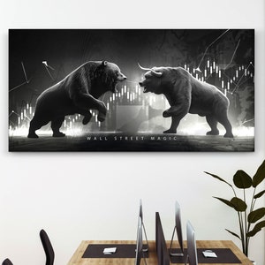 Wall Street Magic Wall Art Stock Market Bull Bear Wealth Investing Poster Trading Investor Motivation Printable Trader Money Mindset Print