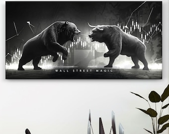 Wall Street Magic Wall Art Stock Market Bull Bear Wealth Investing Poster Trading Investor Motivation Printable Trader Money Mindset Print
