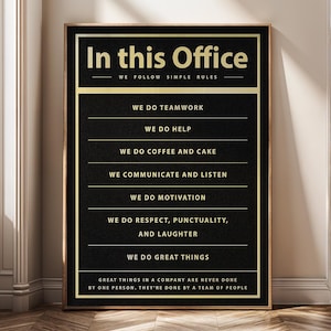 In This Office Wall Art – Teamwork Digital Print, Workplace Rules Poster, Modern Inspirational Quote Instant Download