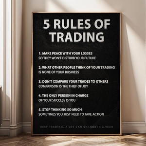 5 Rules of Trading Digital Print, Motivational Trading Wall Art – Stock Market Quote Poster, Entrepreneur Office Decor