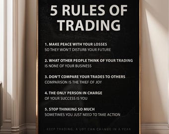 5 Rules of Trading Digital Print, Motivational Trading Wall Art – Stock Market Quote Poster, Entrepreneur Office Decor