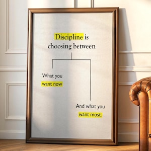 Discipline Statement Digitaldruck, motivierende Wandkunst – Success Mindset Poster, moderne Bürodekoration, inspirierendes Kunstwerk