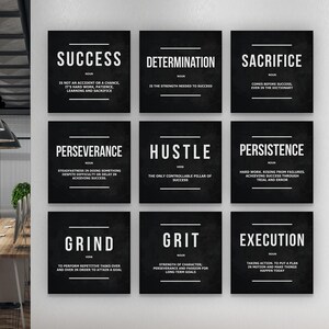 Triple Growth Mindset Canvas Art  Motivational Office Wall Decor  SUCCESS Quote Prints