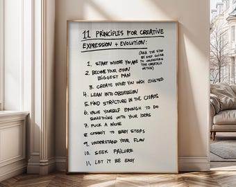 11 Principles for Creative Expression Wall Art | Motivational Digital Download Poster | Inspirational Printable Office Decor