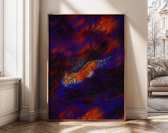 Tiger Digital Wall Art Download, Abstract Animal Print Poster, Jungle Tiger Artwork, Bold Wildlife Home Decor, Printable Canvas Art