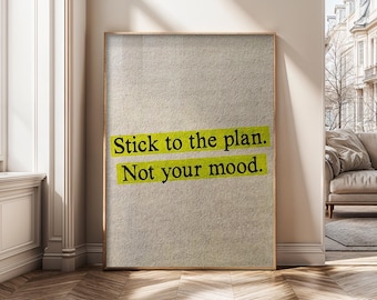Stick to the Plan Digital Print, Motivational Wall Art – Success Quote Poster for Office, Entrepreneur Mindset Decor