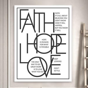 Faith Hope Love Printable Digital Art Inspirational Family Decor  Positive Affirmation Canvas Sign