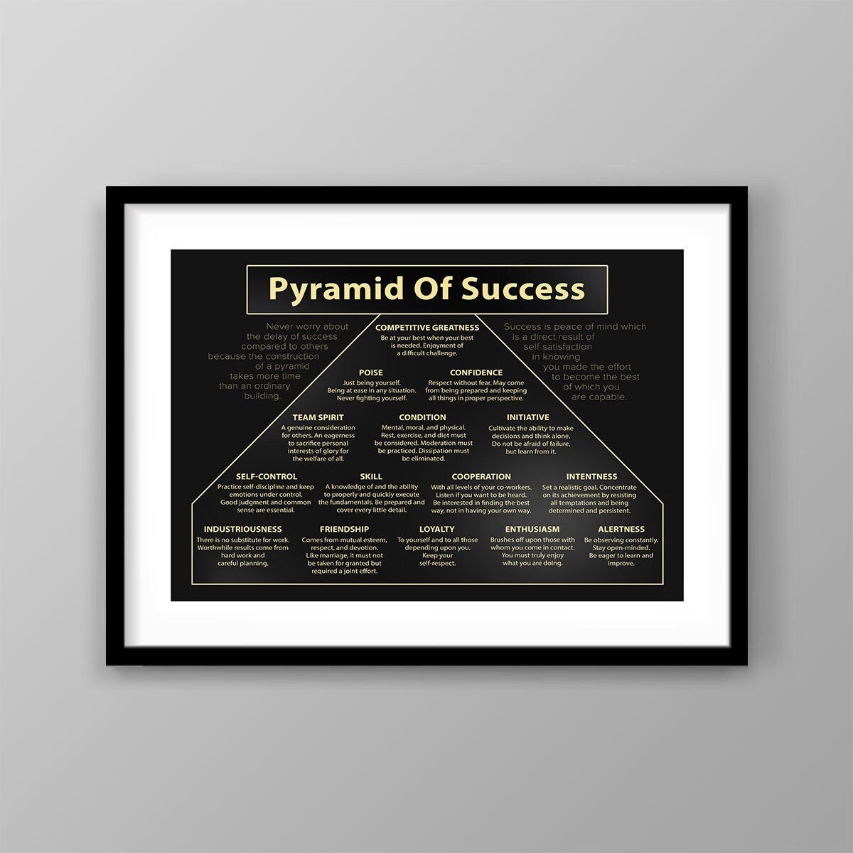 Pyramid Of Success Printable Coach Team Spirit Office Decor Motivational Champion Principles Wall Art Leadership Keys Sign Develop Poster