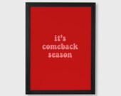 It’s Comeback Season Wall Art, Motivational Quote Printable, Red Typography Poster, Success Mindset Digital Download Wall Art - SH83