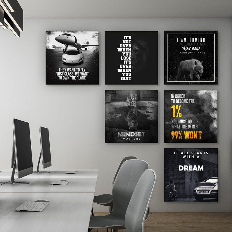 Motivational Wall Art Set Digital Download, Mindset Quote Prints ...
