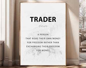 Trader Definition Wall Art, Trading Poster Digital Download, Motivational Trading Decor, Stock Market Print, Day Trader Gift Printable Art