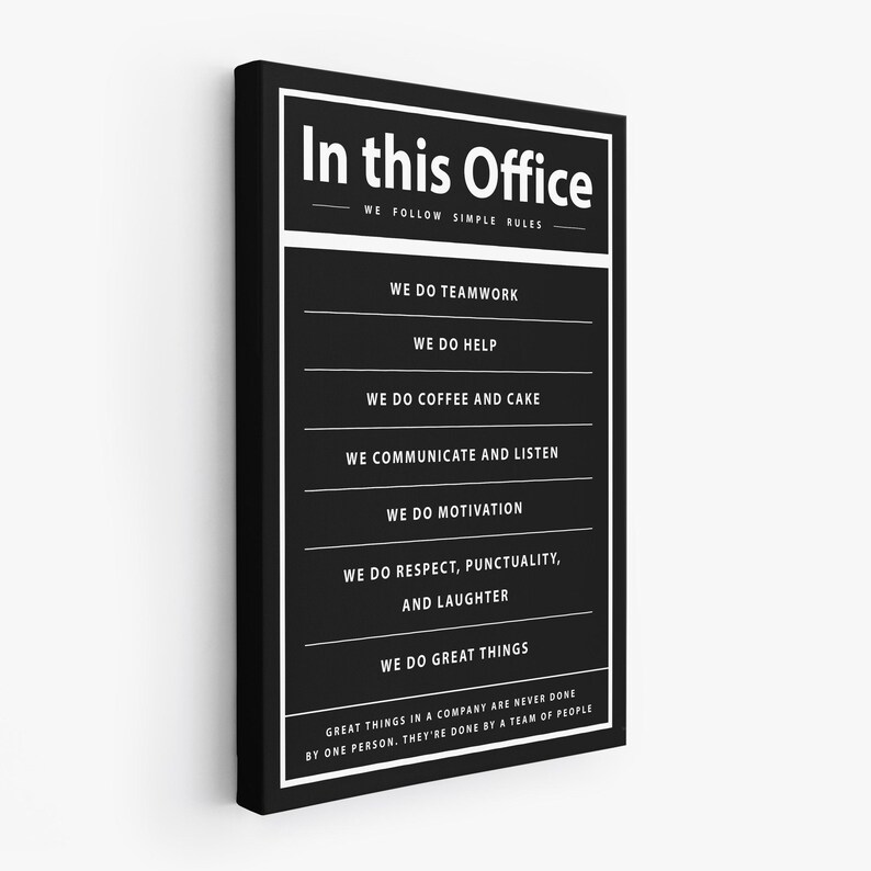 In This Office – Rules Poster | Office Wall Art | Teamwork Print ...