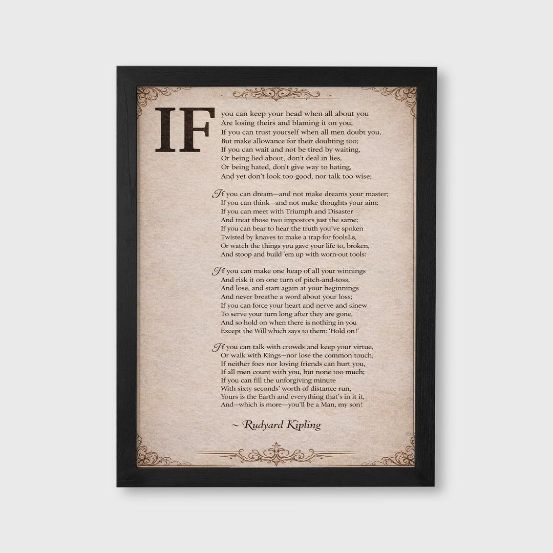 If Printable If Poem Vintage Wall Art Printable, Rudyard Kipling Quote Print ...