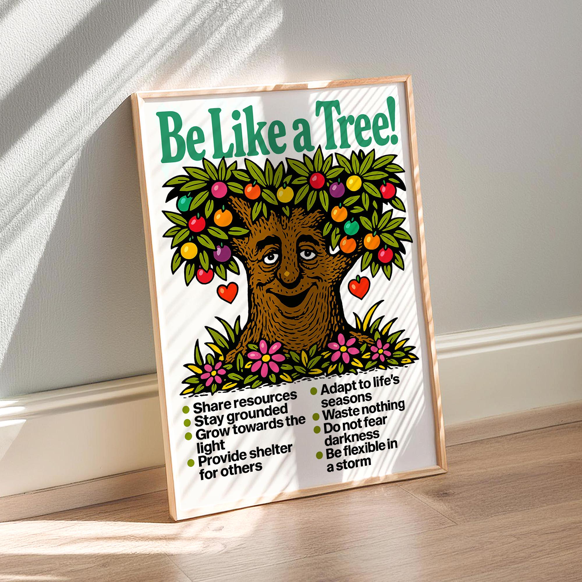 Be Like a Tree Digital Wall Art Print | Inspirational Quote Poster ...