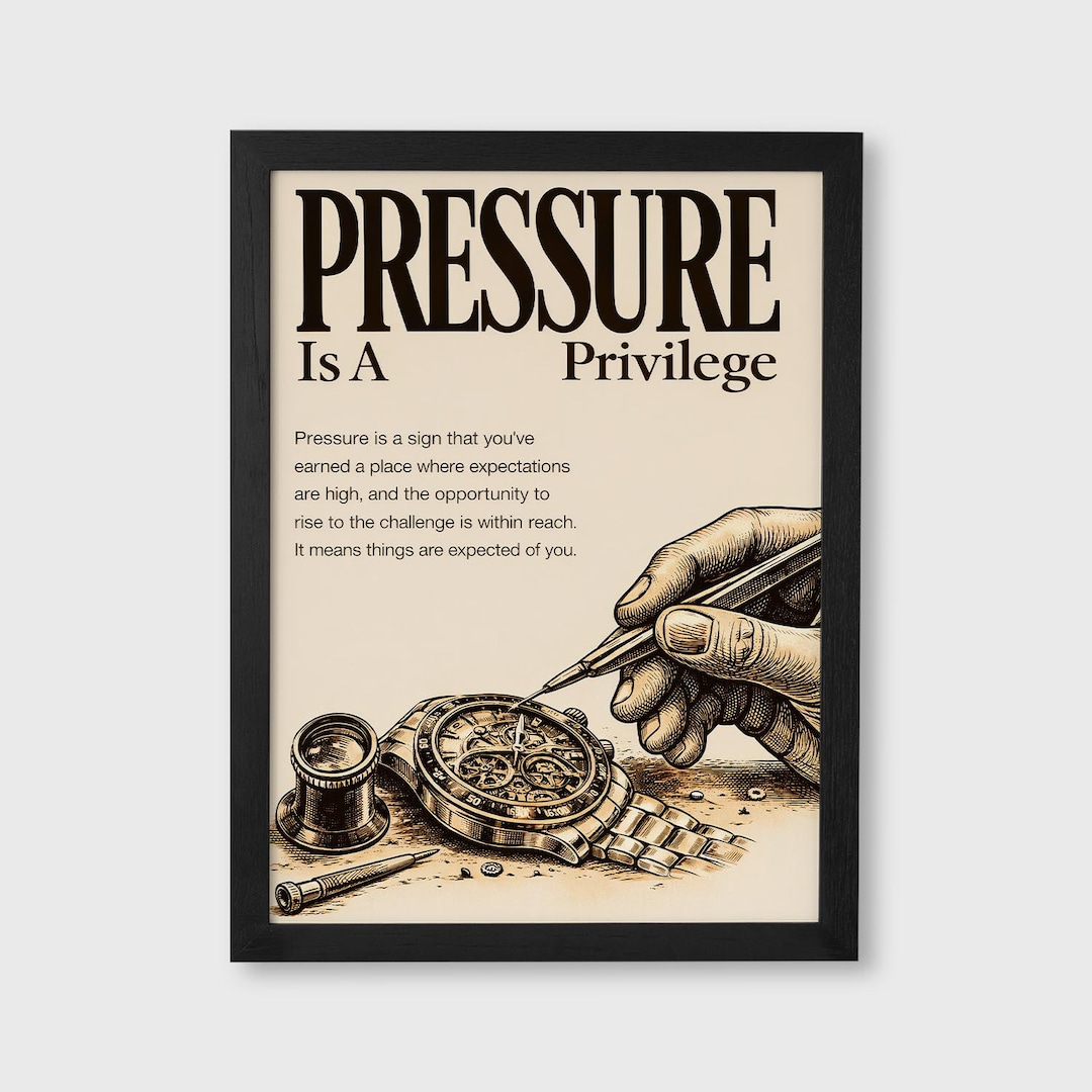 Pressure is A Privilege Wall Art, Motivational Quote Print, Success ...