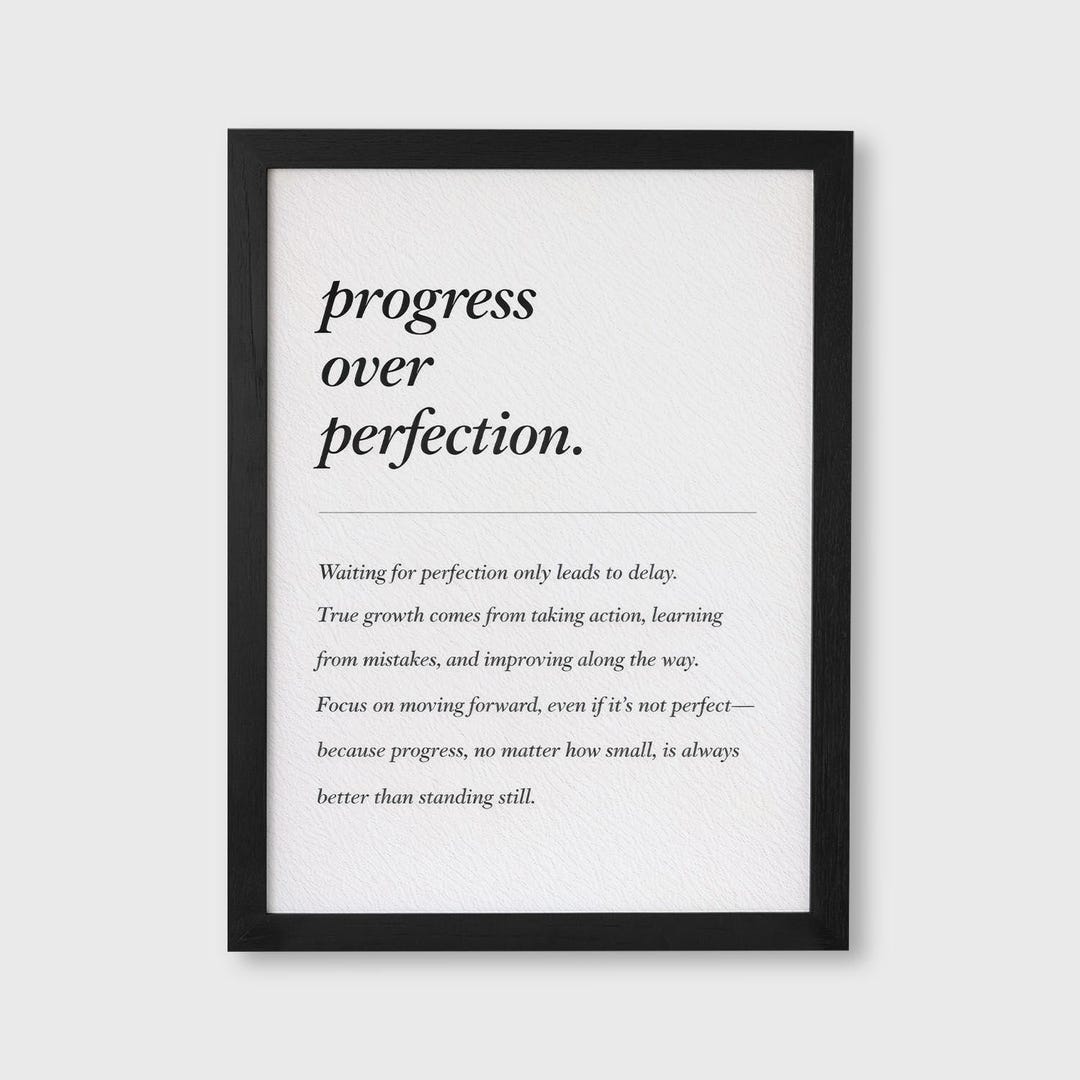 Progress Over Perfection Wall Art Printable, Motivational Quote Print ...