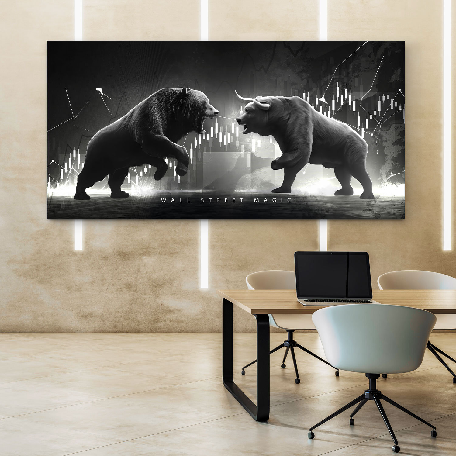 bull & bear digital prints, stock market art, wall... Wall Street Magic Wall Art Stock Market Bull Bear Wealth Investing ...