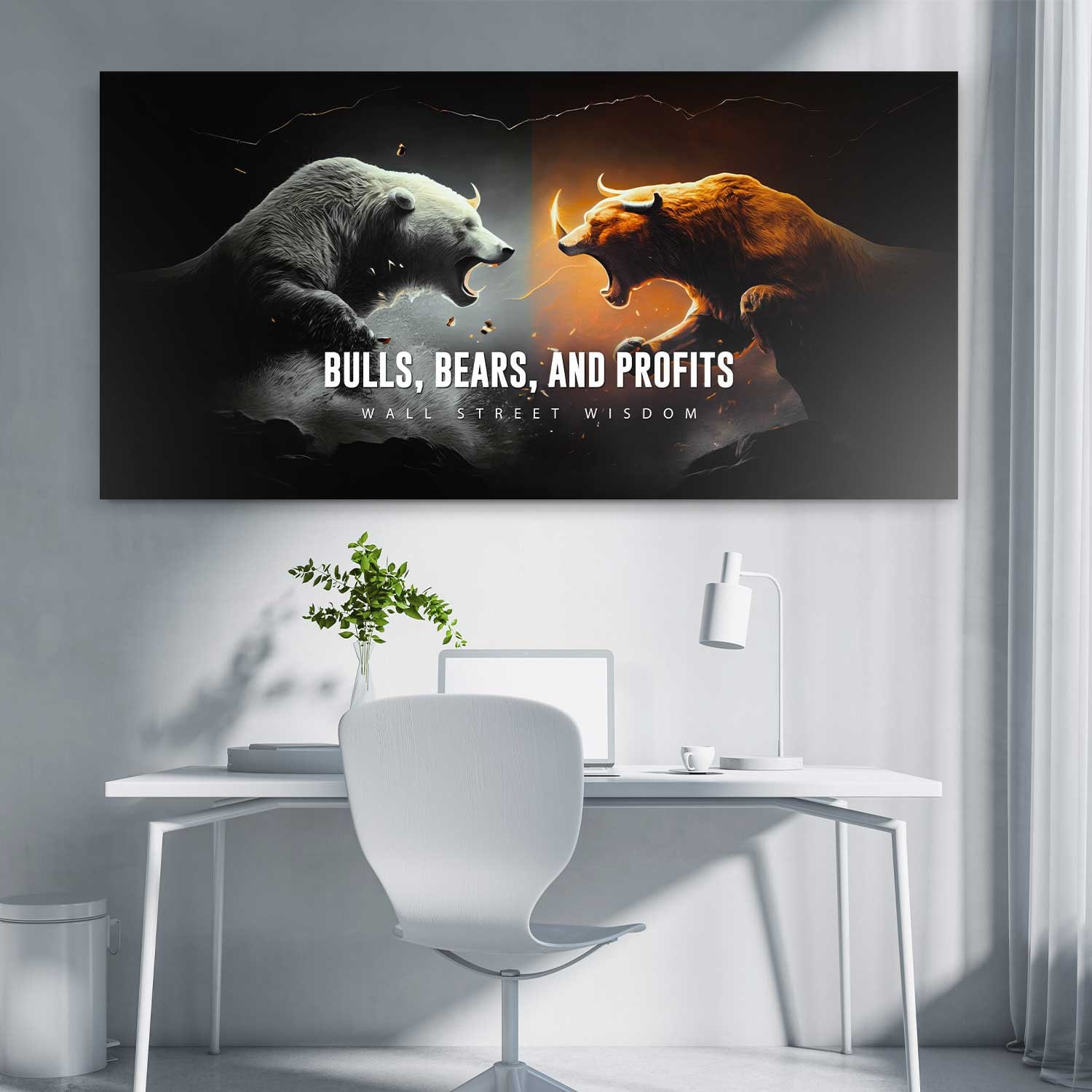 Usoway Bull Vs Bear Stock Market Trading Framed Poster For Wall Art Decor Bathroom Canvas Art Pictures Prints UnFramed,12x12inch(30x30cm - View #13