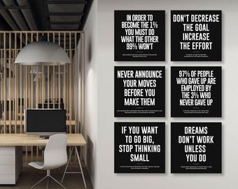 6x Hustle Motivation Wall Art Bundle, Digital Prints Set, Motivational Quotes Office Decor, Entrepreneur Mindset Posters, Printable Wall Art
