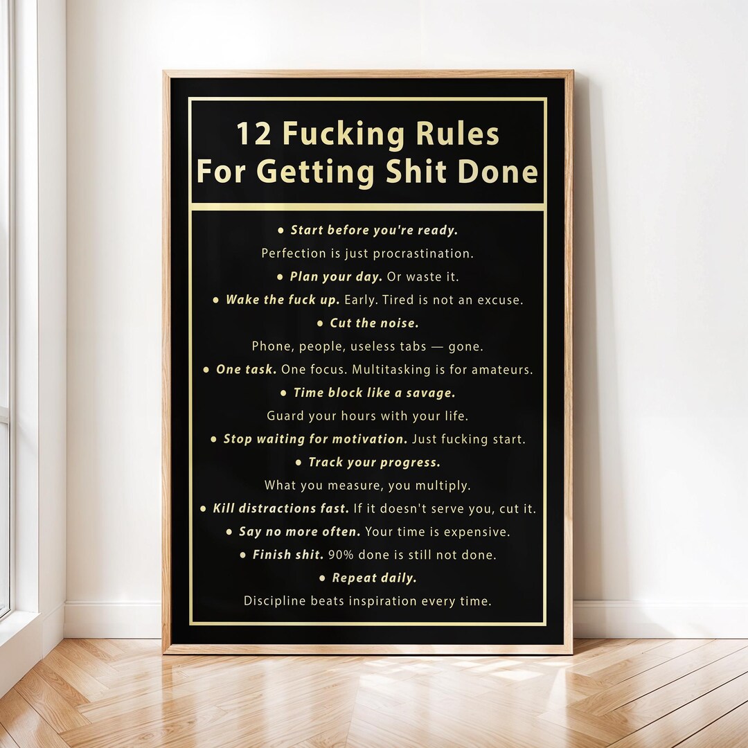 12 Rules for Getting Things Done Digital Print, Motivational Wall Art ...