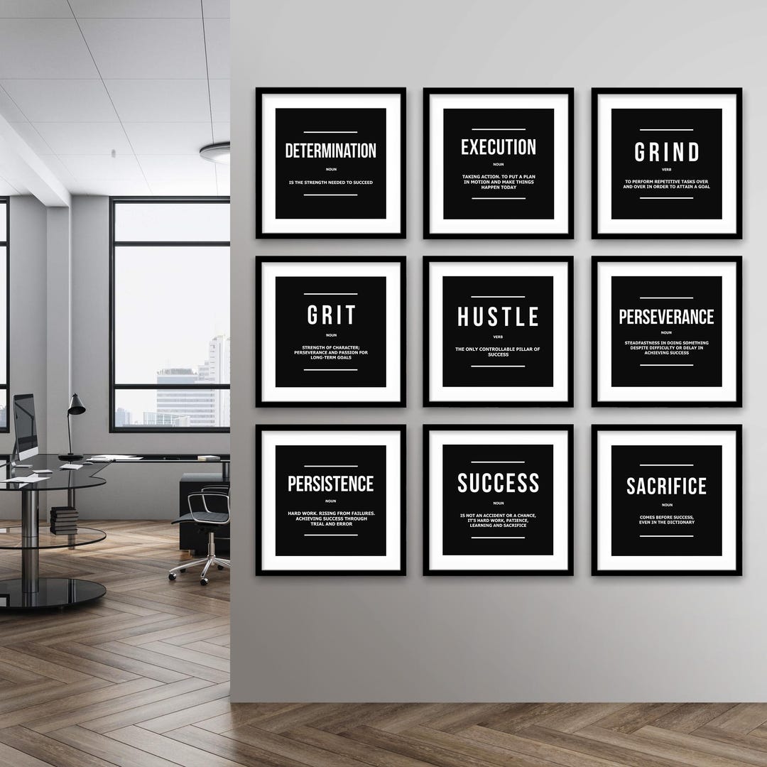 9x Motivational Wall Art Bundle Digital Prints | Office Quote Posters ...