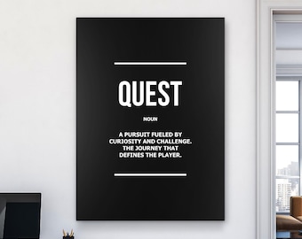 Quest Definition Gamer Wall Art Digital Print | Gaming Poster Download | Motivational Gamer Decor | Game Room Printable | Gamer Gift