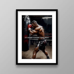 Mike Tyson Motywacyjna Sztuka Ścienna, Wydruk Cytatu Legendy Boksu, Inspirująca Dekoracja Siłowni, Wydruk Motywacji Fitness i Biura, Sztuka Sportowa