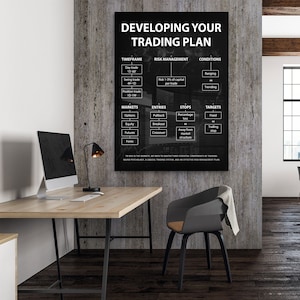 Developing Your Trading Plan motivational printable and digital download forex day trader academy print or poster for your home, trader workspace, or office decor!
Developing Your Trading Plan Stock Market Academy Digital Download Print Or Printable