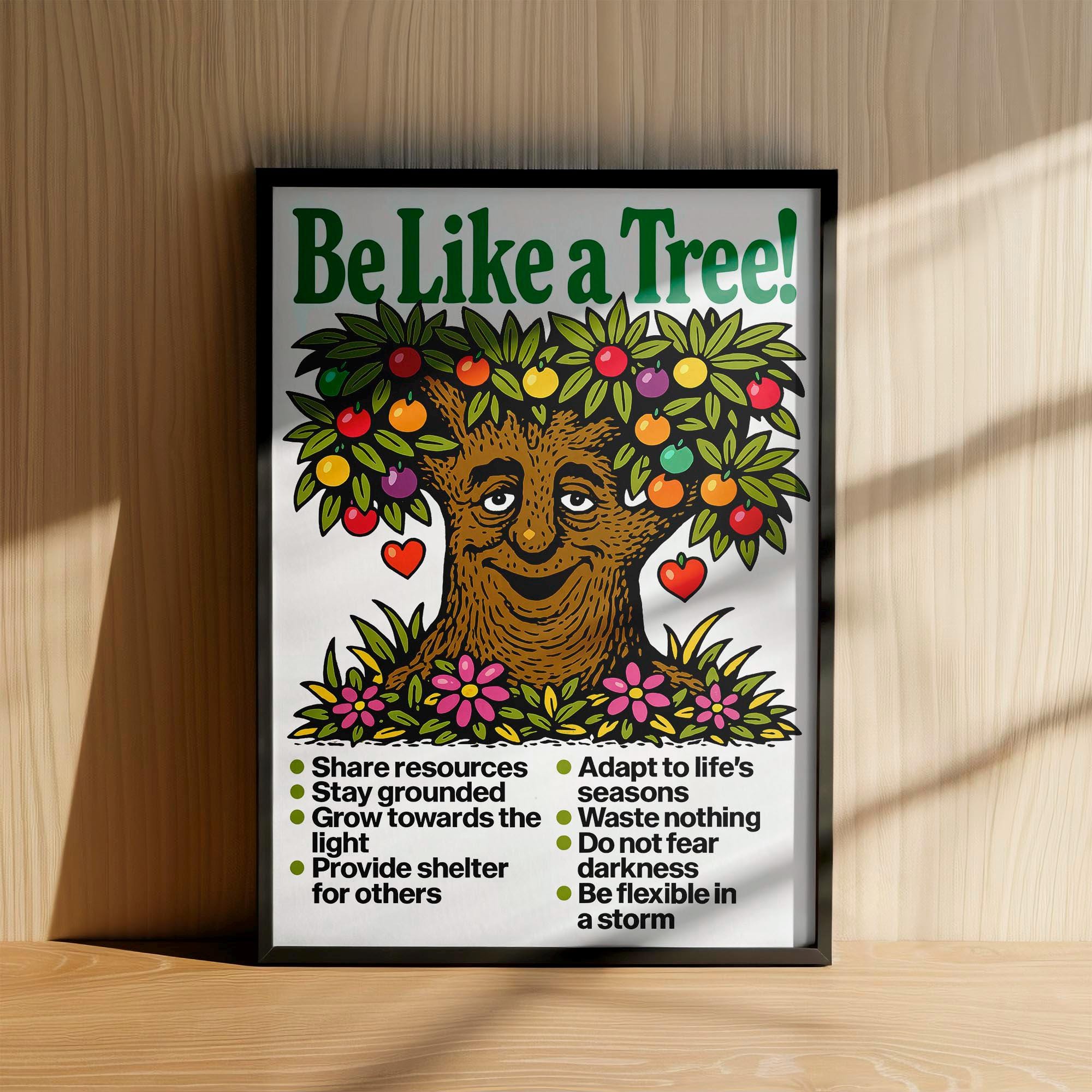 Be Like a Tree Digital Wall Art Print | Inspirational Quote Poster ...